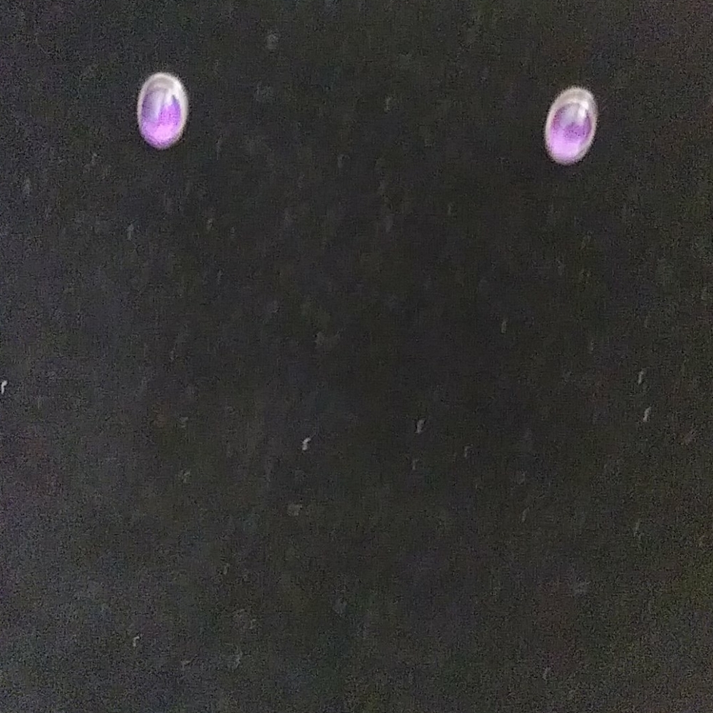Amethyst and Silver Oval Earrings